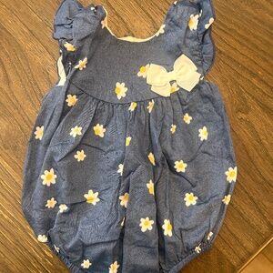 Mayoral Newborn Denim & Daisy Romper
